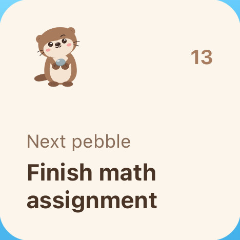 Pebble's Home Screen widget showing the next pebble